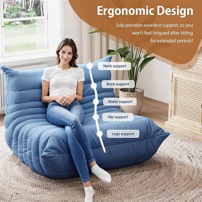 Selyteramy Oversized Bean Bag Chairs for Adults, Giant Beanbag Chair with Memory Foam, Comfy Lounge Chair Lazy Sofa for Apartment, Living Room, Bedroom, Office(Teddy Fabric)