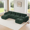 Modular Sectional Sofa with Free Combination,Oversized Boneless Floor Couch for Living Room & Lounge,Velvet 3-Seater Sectional Couch with 2 Ottomans,No Assembly Needed