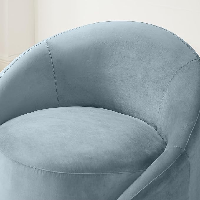 VANOMi Small Swivel Accent Chair for Living Room, Comfy Swivel Vanity Chair with Armrest, 360 Degree Velvet Barrel Accent Chair for Bedroom, Apartment, Blue