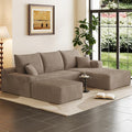 95" Cloud Sectional Couch with Ottoman,Modern U-Shaped Cloud Couch with Deep Seat,Comfy Corduroy 3-Seater Sofa,Memory Foam Sofa for Living Room,No Assembly (Camel,Right-Facing Chaise)
