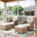 Belord 4 Pieces Patio Furniture Sets, Wicker Patio Swivel Glider Chair with Ottomans, Outdoor Furniture Set for Outside Porch, Deck, Balcony, Garden, Yellow