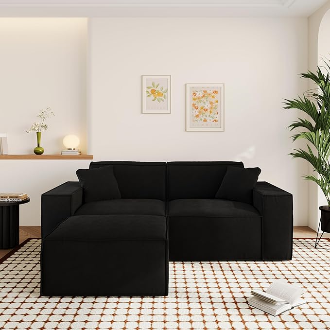 80.3" Cloud Sectional Couch, Chenille Boneless Couch L Shaped with Deep Seats&Wide Armrests, Comfy Convertible Modular Sectional Sofa Memory Foam Compression Sofa for Living Room, No Assembly Required