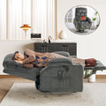 CDCASA Oversized Dual Motor Lay Flat Power Lift Recliner Chair with Massage, Heating, Textile Infinite Position Large Recliner Chairs for Big & Elderly People, Lumbar Pillow, USB & Type-C Ports, Grey