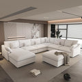 Cloud Couch Modular Sectional Sofa,156" Oversized U Shaped Couch with Ottoman,Down Filled 8 Seater Convertible Sofa Bed Living Room Set,Covers Washable&Replaceable (White)