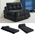 Convertible Sofa & Couch Bed - Oversized Adult Sleeper Chair & Bean Bag Chair, Foldable Floor Bed with Backrest, Comfortable Lazy Sofa for Bedroom, Living Room & Dorm (Black, Single)