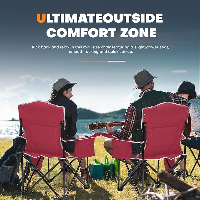 XMT Premium Padded Folding Chair, Extra Wide & Heavy Duty 450lbs Capacity, Portable Camping Chair with Insulated Cooler, Cup Holder & Storage, Compact Foldable for Outdoor, Beach, Picnics