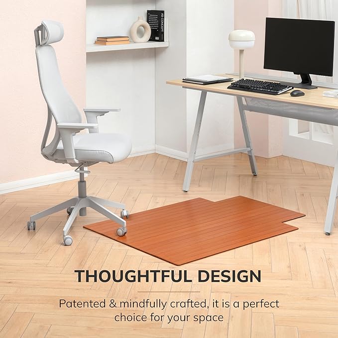 Anji Mountain Office Chairmat Thickest & Sturdy Bamboo Chairmats Highly Premium Quality Anti-Slip Heavy Duty for Multi-Purpose Hardwood Floor Office & Home Floor Protector Office Chair mat-5mm Thick