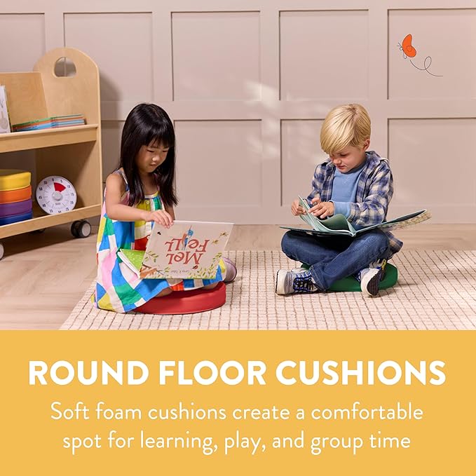 Back2School Express Round Floor Cushions with Handles, Flexible Seating, Assorted, 6-Piece