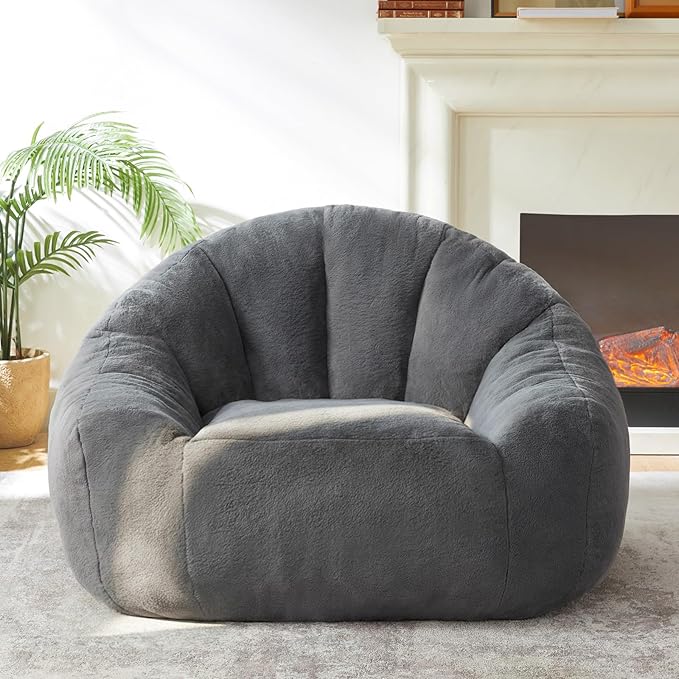 HUGHEAVEN Giant Bean Bag Chair, Oversized Bean Bag Chairs for Adults and Kids,Bean Bag Chairs for Teens,Comfy Fluffy Bean Bag Chair with Armrests,Bean Bag Sofa Lounge Floor Sofa for Gaming, Reading
