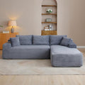 95" Boneless Cloud Sectional Couches for Living Room, Comfy Fluffy L Shaped Memory Foam Deep Seat Boneless Couch, Modular Sectional Sofa with Right Facing Chaise, Grey