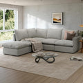 Gtilzria Waterproof Cloud Sectional Sofa for Living Room,High Backrest Down Filled Couches,5 Seater Oversized Modular V-Shaped Sofa,Detachable Couch Covers,Light Grey