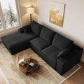 107 Inch Cloud Sectional Couch, Modern Modular Sectional Sofa with L-Shape Chaise, Corduroy Boneless Couches with Deep Seat for Living Room Bedroom, No Assembly Required (Black, Left Facing Chaise)