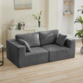 83'' Boneless Loveseat Sofa, Comfy Deep Seat Sectional Cloud Couch, No Assembly Corduroy Love Seat for Living Room, Grey