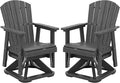 SERWALL Adirondack Swivel Glider Chair, HDPE Outdoor Glider Set of 2, All-Weather Glider Chair for Porch, Balcony, Slate Grey