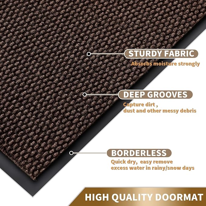 Yimobra Doormat Outdoor Indoor Entrance 29.5 x 17, All-Season All-Weather Front Door Mat, 100% Waterproof Welcome Matt for Floor Garage Outside Entry, Stain and Fade Resistant