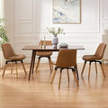 Art Leon Dining Chairs Set of 4, Mid Century Modern Swivel Kitchen Dining Room Chairs, Upholstered Faux Leather Armless Side Chairs with Wood Legs for Living Room Bedroom, Red Brown