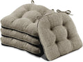 Basic Beyond Chair Cushions for Dining Chairs 4 Pack, Dining Seat Cushions with Ties and Non Slip Backing, 15.5 x 15.5 inches Tufted Kitchen Chair Pads (Khaki)