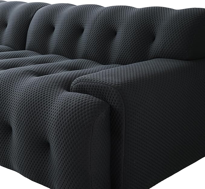 86.6inch Modular Sectional Couch,Oversized Loveseat Sofa, 3D Mesh Fabric Comfy Cloud Sofa Couches, Curved Couch for Living Room, Office, Apartment,No Assembly Required (Black, 86.6")