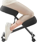 SOMEET Ergonomic Kneeling Chair for Office and Home, Adjustable Stool Posture Chair to Relieve Neck & Back Pain, Brake and Smooth Gliding Casters, Kneeling Desk Chair to Improves Posture, Black Linen