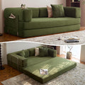LIAROO 78.8" Convertible Sofa Bed -Compression Sofa with Corduroy Fabric - with Armrests and Backrest - Modular Sectional for Living Room, Bedroom, Studio - Compression Sofa in Box(Green)