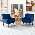 OO BY ORANGE ONLINE Set of 2 Velvet Accent Chair, Mid-Century Modern Tufted Armchair for Living Room, Bedroom & Office (Royal Blue)