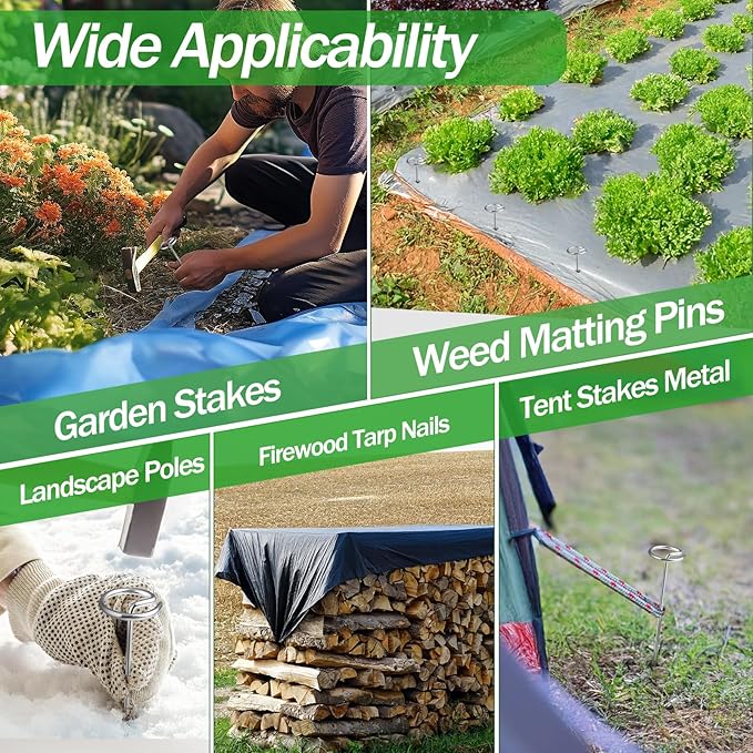150PCS Landscape Fabric Staples Stakes Pins 6 Inch,Circle Top Garden Staples Weed Barrier Stakes for Securing Garden Fabric Ground Sheets and Fleece,More Holding Power Than U-Shape Landscape Pins
