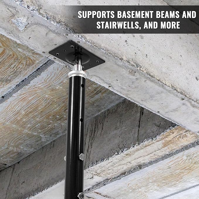 Yaocom 4 Pcs Adjustable Jack Post, 19"-36" Height Range, Basement Floor House Screw Jacks for Lifting Joist Beam Brace for Cellar Ceiling, Center Point Load Capacity 11023 Lbs (Black)