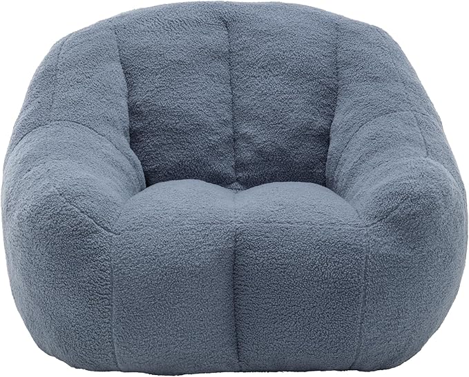 Setawix Bean Bag Chair with Filler, Comfy Teddy Bean Bag Chairs for Adults and Kids, Cozy BeanBag Sofa Fully Floor Couch with Memory Foam for Living Room Bedroom,Light Blue