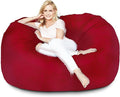 Lumaland Luxurious 5ft Large Bean Bag Chair with Microsuede Cover - Ultra Soft, Foam Filling, Washable Bean Bag Sofa for Kids, Teenagers, Adults - Sack Chair for Dorm, Family Room - Red