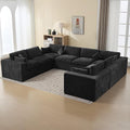 155''Cloud Boneless Sectional Couch, Modular Sectional Sofa Deep Seat, Oversized Upholstered Convertible Comfy 8 Seater Chenille Memory Foam Sofa U Shape Couches for Living Room, Dark