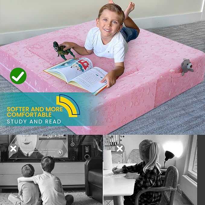 MeMoreCool Glow-in-The-Dark Unicorn Kids Modular Play Couch Sofa – Convertible 2-in-1 Plush Foam Toddler Chair for Children’s Playroom