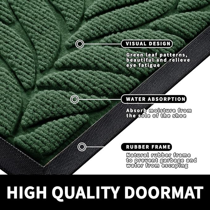Yimobra 47x32 Large Door Mat Outdoor Indoor, All-Season Waterproof Door Mat Outside Entrance, All-Weather Non-Slip Outside Doormat for Garage Patio Entryway, Green