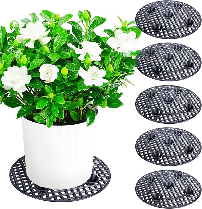 LFUTARI 6Pack Large 15" Plant Level Pot Elevator, Heavy Duty Plant Stands, Plant Pot Saucer for Prevent Rot and Damage on Patio & Deck (40cm-6pcs, Black)