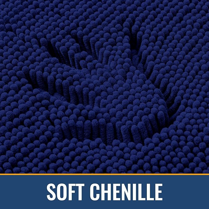 Arotive Bathroom Rugs 36x24, Extra Soft Absorbent Shaggy Chenille Bath Rugs, Machine Washable Rubber Backing Non-Slip Bath Mats for Bathroom Floor Tub and Shower, Home Decor Accessories, Navy