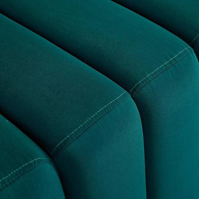 MCombo Waiting Room Benches, Guest Reception Lobby Chairs for Salon, Velvet Upholstered Ottoman for Bedroom Entryway 4698 (Green)
