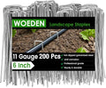 200 Pack 6 Inch Landscape Staples 11 Gauge Heavy Duty Galvanized Garden Stakes, U-Shaped Ground Pins for Weed Barrier Fabric, Drip Irrigation Tubing, Sod, Lawn & Christmas Outdoor Decorations