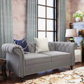 QHITTY Accent Sofa, Chesterfield Loveseat Modern Velvet Couch Upholstered Sofa with Tufted Back for Living Room Furniture (Grey)