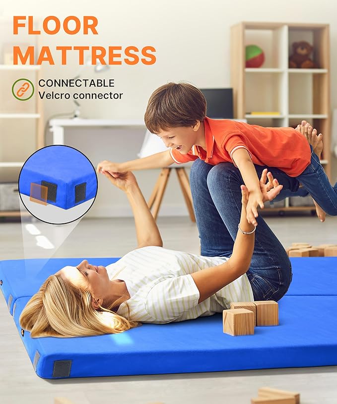 GAIALOOP 3 Inch Memory Foam Camping Mattress, Dual Layer Thick Sleeping Camp Pad for Car Tent Cot, Roll-Up Portable Glamping Floor Bed for Guests Sleepover
