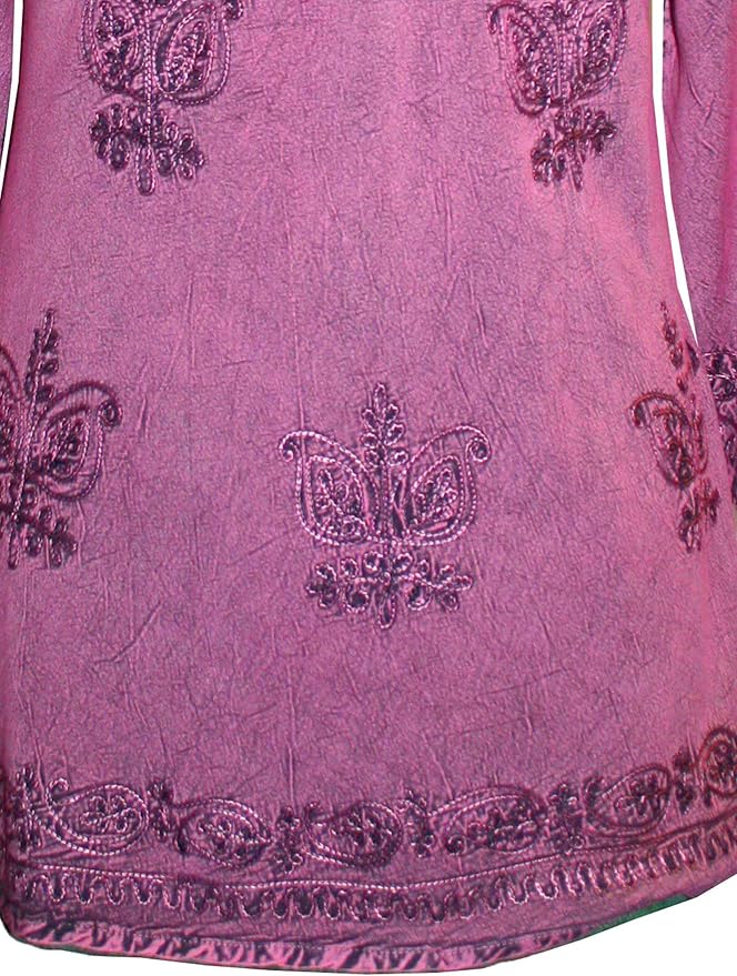 Agan Traders 2025 Winter Long Sleeve Diamond Neck Embroidered Tops - Medieval Boho Vintage Tunic Kurta Blouses for Women