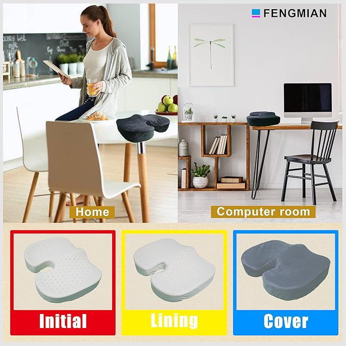Natural Latex Seat Cushion - Soft, Bouncy and Relieves Pressure - Suitable for Office Chair, Home Chair, Car, Gaming, Wheelchair, Meditation, and Yoga