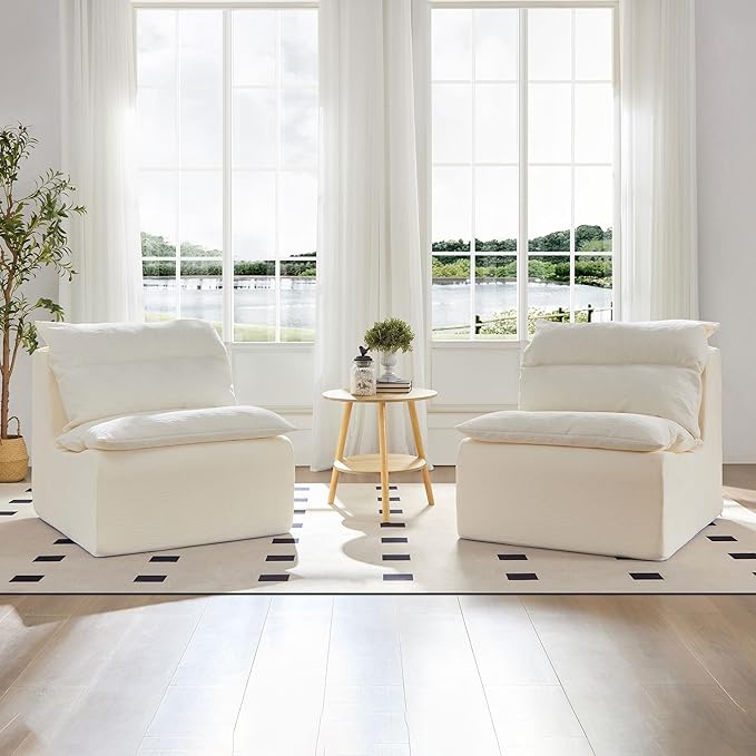 Single Chair Sofa Fully Compressed Lounge Chair with Backrest Polyester Orange White for Living Room Bedroom Compact Seating