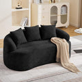 Abbrevi 65" Curved Loveseat Sofa, Deep Seat Love Seat Couches with 3 Throw Pillows, Modern 2 Seater Boneless Curved Couch, Compressed Floor Sofa for Living Room Small Spaces, No Assembly, Black