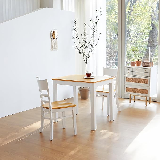 Livinia Cabin 33.5" Wooden Dining Table/Small Rectangular Modern Farmhouse Solid Wood Kitchen Table Desk (White Oak)