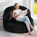 Hobestluk Bean Bag Chair Giant Bean Bag Chairs for Adults Big Bean Bag Chair with Memory Foam Filler Adults Large Beanbag with Faux Fur Cover for Bedroom(Plush Black,Oversize)