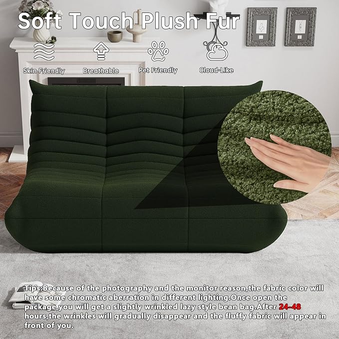 Bean Bag Chairs for Adults, Memory Foam Couch Loveseat Sofa Chair, Soft Teddy Material Cozy Comfy Reading Nook Chairs, Floor Chair for Living Room Bedroom Office