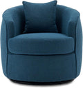FaFaSoGoodFa Swivel Accent Chair, Modern Upholstered Boucle Barrel Arm Chairs with Pillow for Living Room, 360 Degree Round Swivel Sherpa Armchair with Round Base for Bedroom Club (1, Dark Blue)