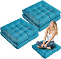 Jerify Floor Pillow Cushions 22 x 22 Inch Round Square Large Meditation Floor Pillow for Classroom Adult Meditation Picnic Party Cushion for Seating Gift Christmas(Square,Blue,4 Pcs)