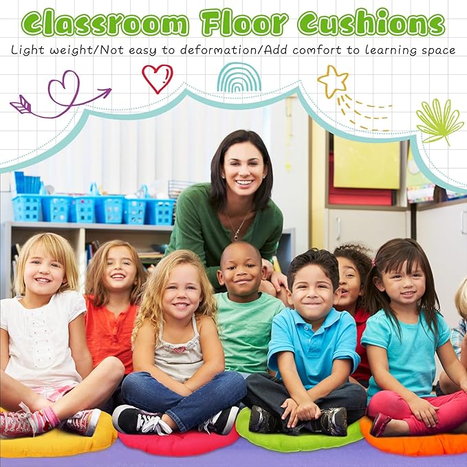Tinideya 36 Pcs Round Floor Pillows 15.7 Inch Flexible Seating Pillows Chair Floor Cushions Reading Cushions for Kids Adults Classroom Home School Playing Supplies,18 Colors (Multicolor)