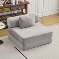 Folding Sofa Bed, Convertible Sleeper Chair with Pillow, Single Sofa with Back Support, Portable Fold Out Chair Cloud Couch Bed, Comfy Floor Sofa Lounge for Living Room Bedroom, Light Grey
