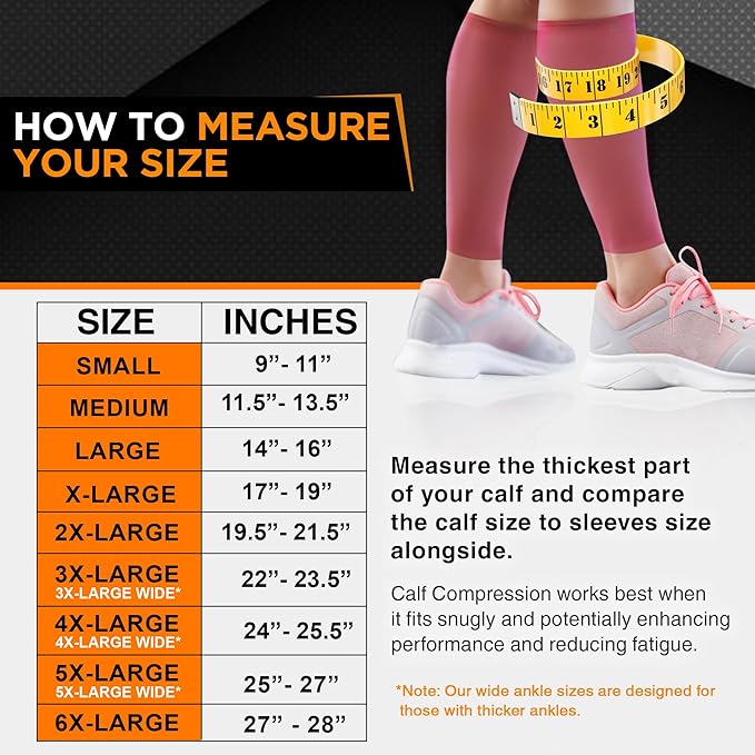 Doc Miller Compression Calf Sleeve for Men & Women – 20-30mmHg Graduated Support for Running, Shin Splints, Calf Strain – Knee High, Small to 6XL Plus Size